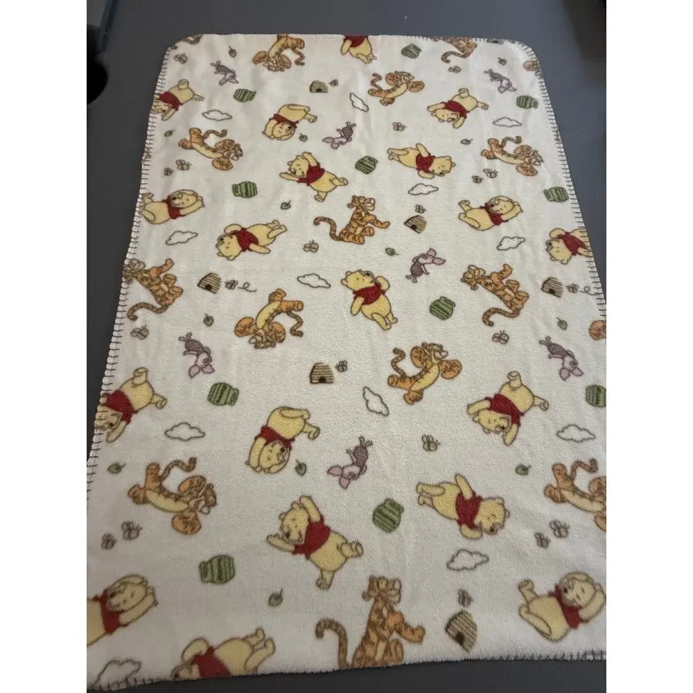 Disney Winnie The Pooh Tigger Piglet Fleece Baby Receiving Blanket Vintage 39x46